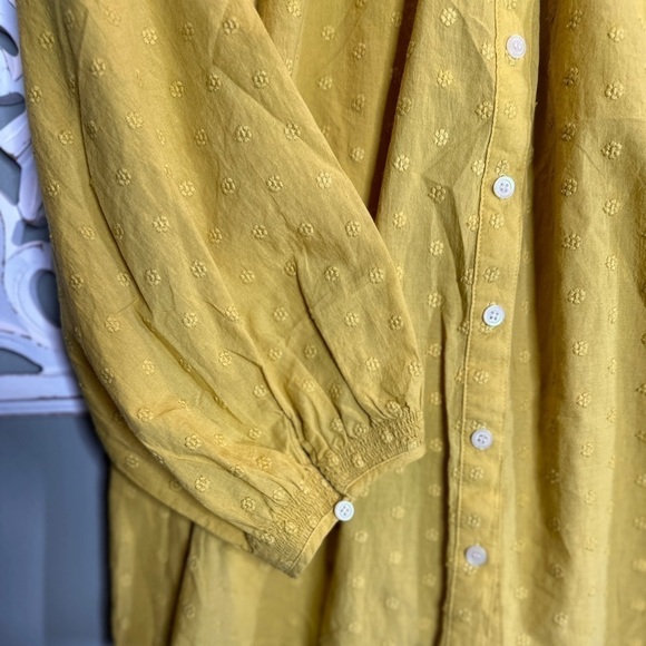 Madewell Peasant Style Button Down Mustard Smocked Long Sleeve - Picture 5 of 8